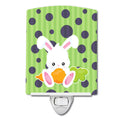 Easter Polkadot Rabbit Ceramic Night Light Compact, UL-Certified, Ideal for Bedroom, Bathroom, Nursery, Hallway, Kitchen, 6x4x3, Multicolor
