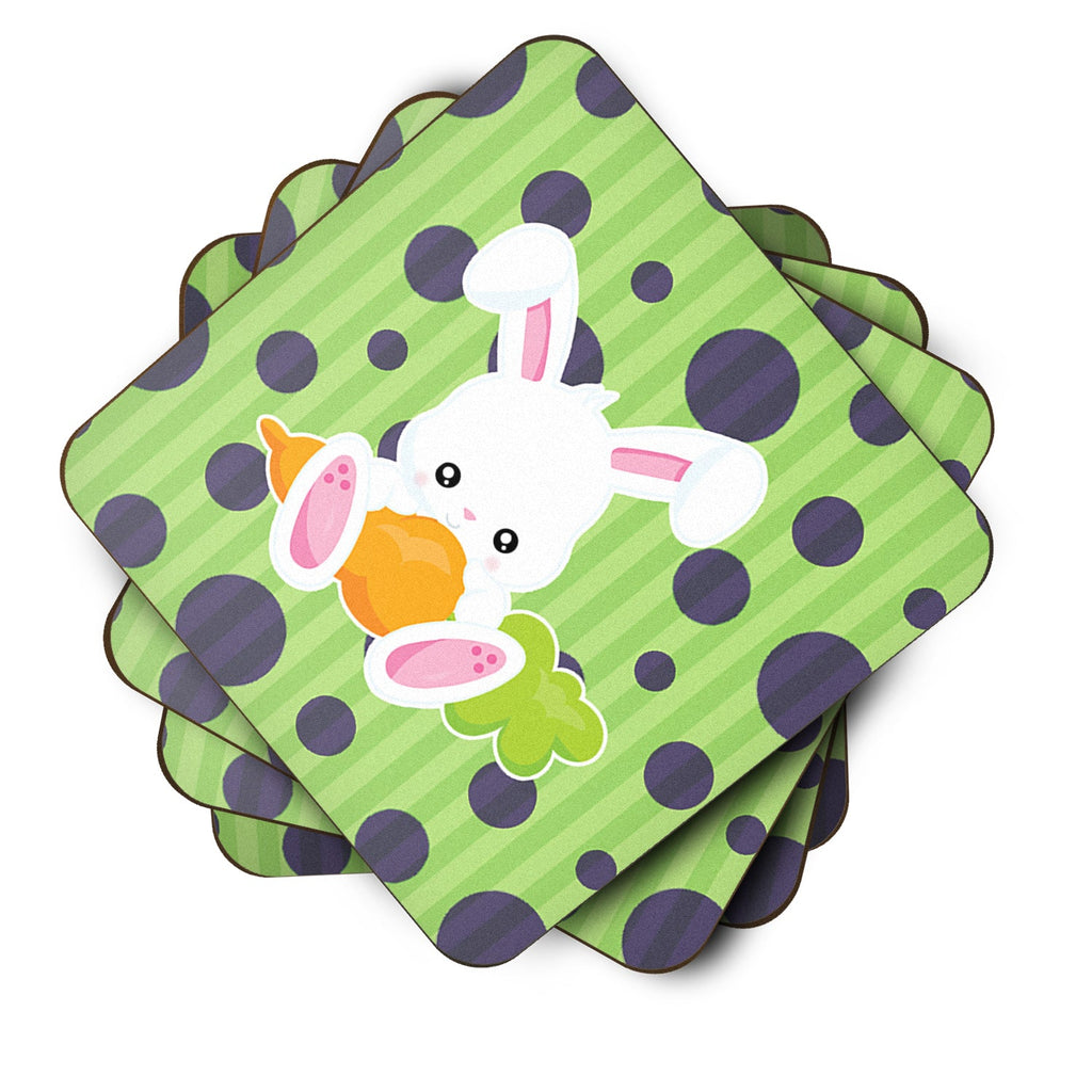 Easter Polkadot Rabbit Foam Coasters Set of 4 Cup Coasters for Indoor Outdoor, Tabletop Protection, Anti Slip, Mouse pad Material