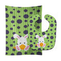 Easter Polkadot Rabbit Baby Bib & Burp Cloth Easy-Clean Baby Bib Baby Feeding Accessory Baby Mealtime Essential
