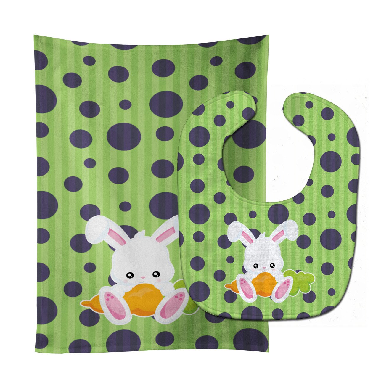 Easter Polkadot Rabbit Baby Bib & Burp Cloth Easy-Clean Baby Bib Baby Feeding Accessory Baby Mealtime Essential
