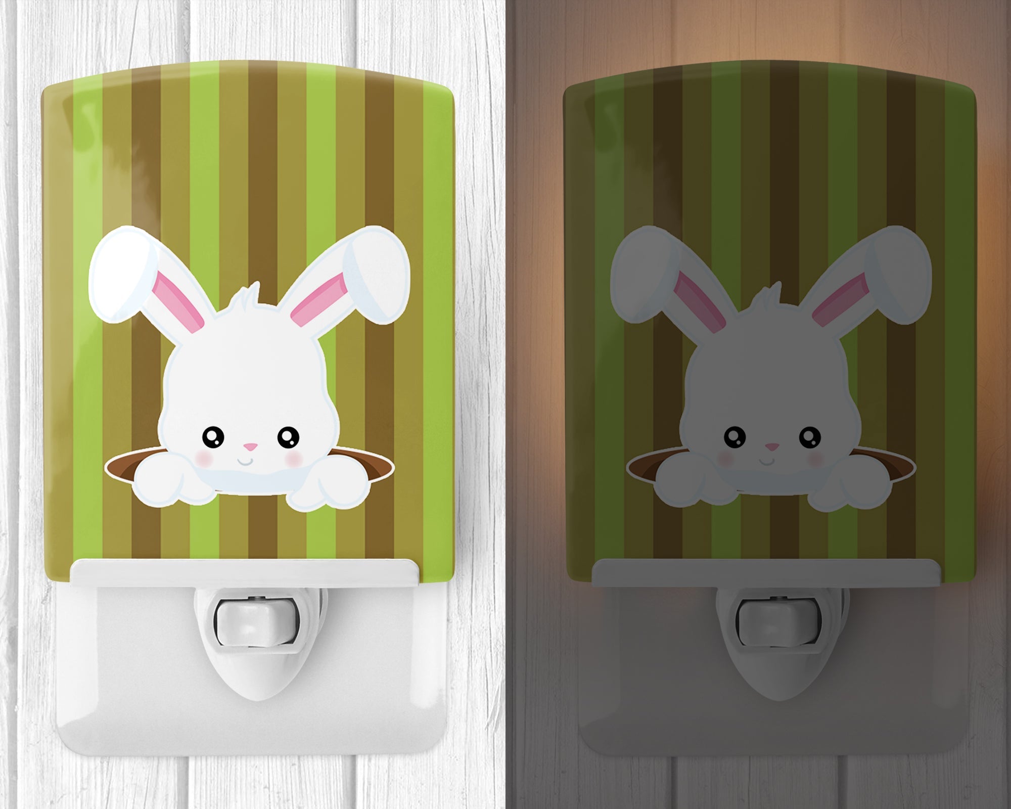 Easter Rabbit Hole Ceramic Night Light Compact, UL-Certified, Ideal for Bedroom, Bathroom, Nursery, Hallway, Kitchen, 6x4x3, Multicolor