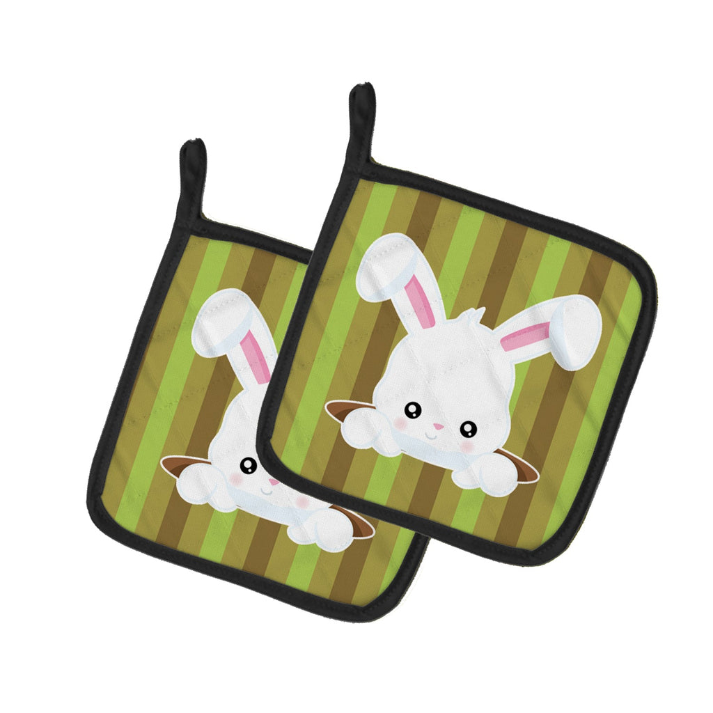 Easter Rabbit Hole Pot Holder Set of 2 Heat Resistant Quilted Hot Pads 7.5 x 7.5 Inch, Insulated Kitchen Trivets for Cooking & Baking
