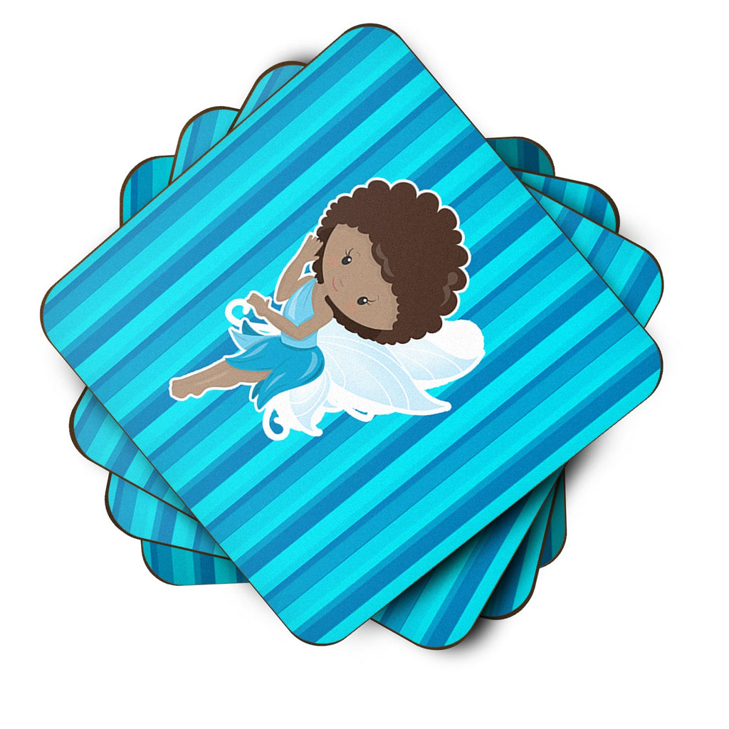 Fairy Blue Stripes Foam Coasters Set of 4 Cup Coasters for Indoor Outdoor, Tabletop Protection, Anti Slip, Mouse pad Material