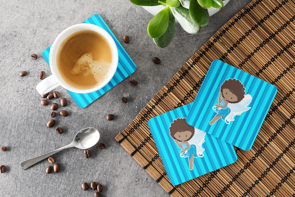 Fairy Blue Stripes Foam Coasters Set of 4 Cup Coasters for Indoor Outdoor, Tabletop Protection, Anti Slip, Mouse pad Material