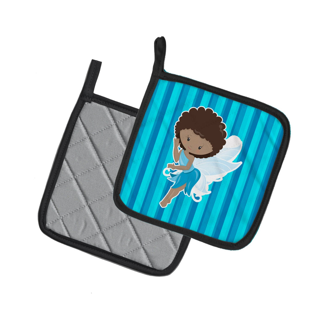 Fairy Blue Stripes Pot Holder Set of 2 Heat Resistant Quilted Hot Pads 7.5 x 7.5 Inch, Insulated Kitchen Trivets for Cooking & Baking