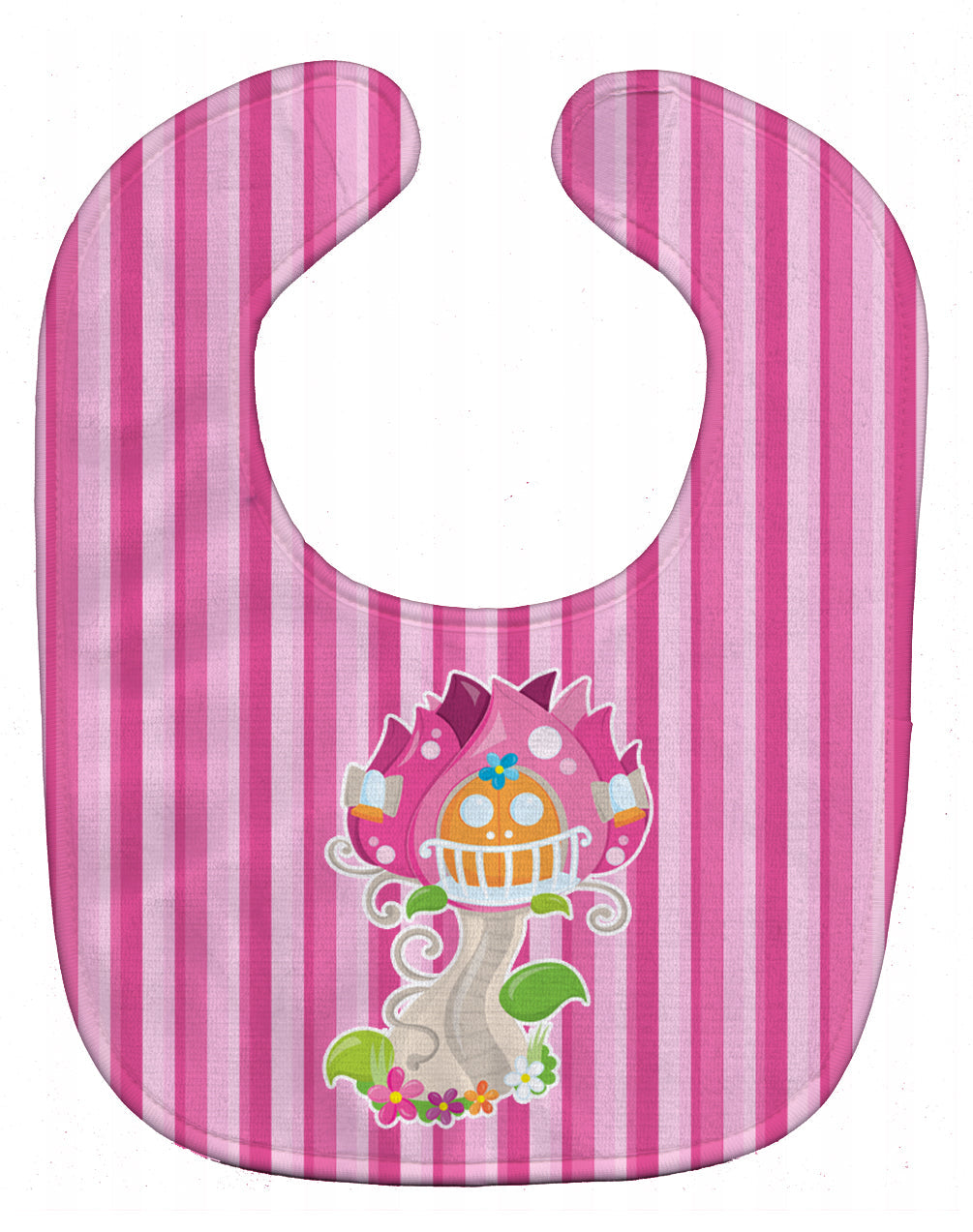 Fairy House Pink Stripes Baby Bib Easy-Clean Baby Bib Baby Feeding Accessory Baby Mealtime Essential, 10 x 13, Multicolor