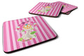 Fairy House Pink Stripes Foam Coasters Set of 4 Cup Coasters for Indoor Outdoor, Tabletop Protection, Anti Slip, Mouse pad Material