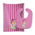 Fairy House Pink Stripes Baby Bib & Burp Cloth Easy-Clean Baby Bib Baby Feeding Accessory Baby Mealtime Essential