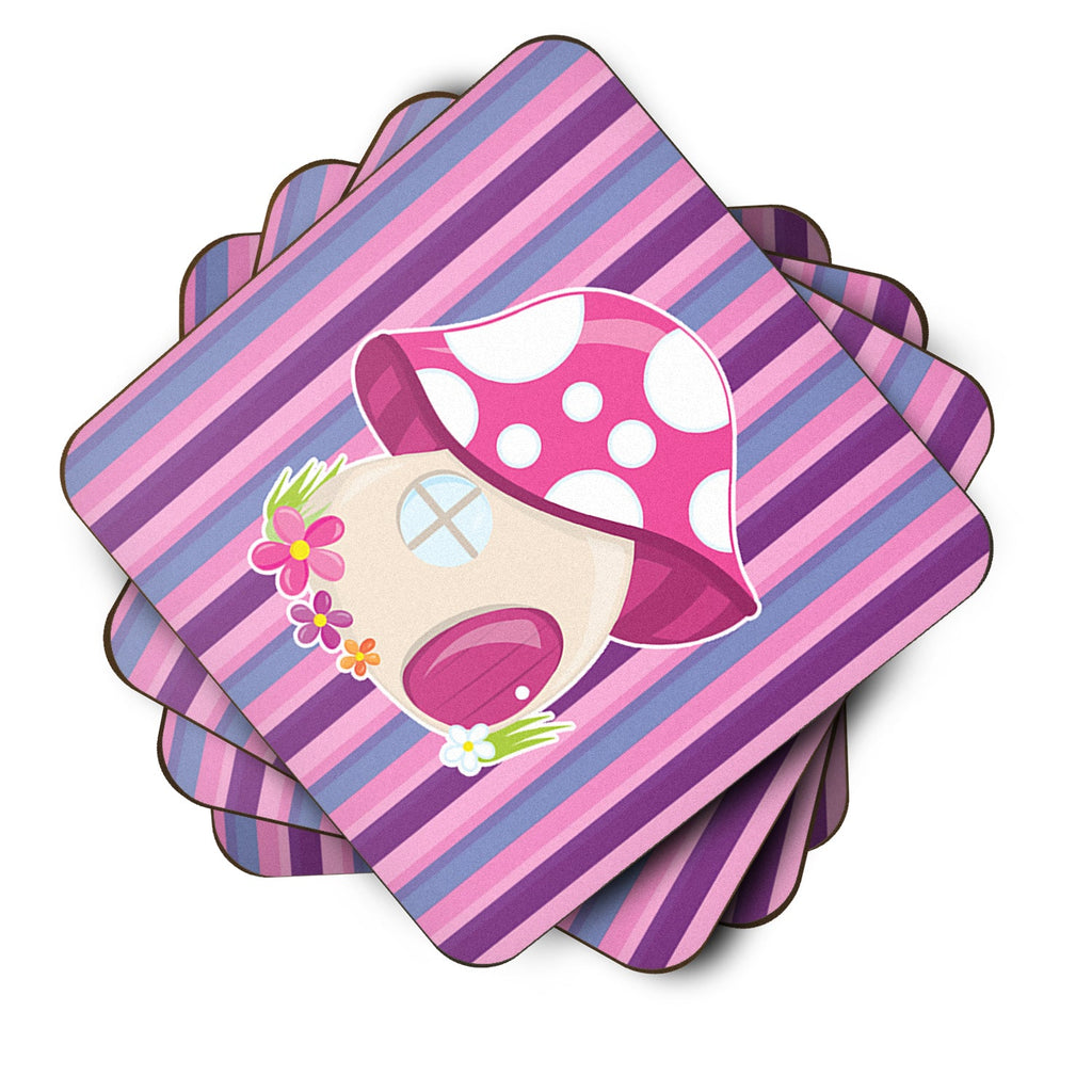 Fairy House Pink and Purple Foam Coasters Set of 4 Cup Coasters for Indoor Outdoor, Tabletop Protection, Anti Slip, Mouse pad Material