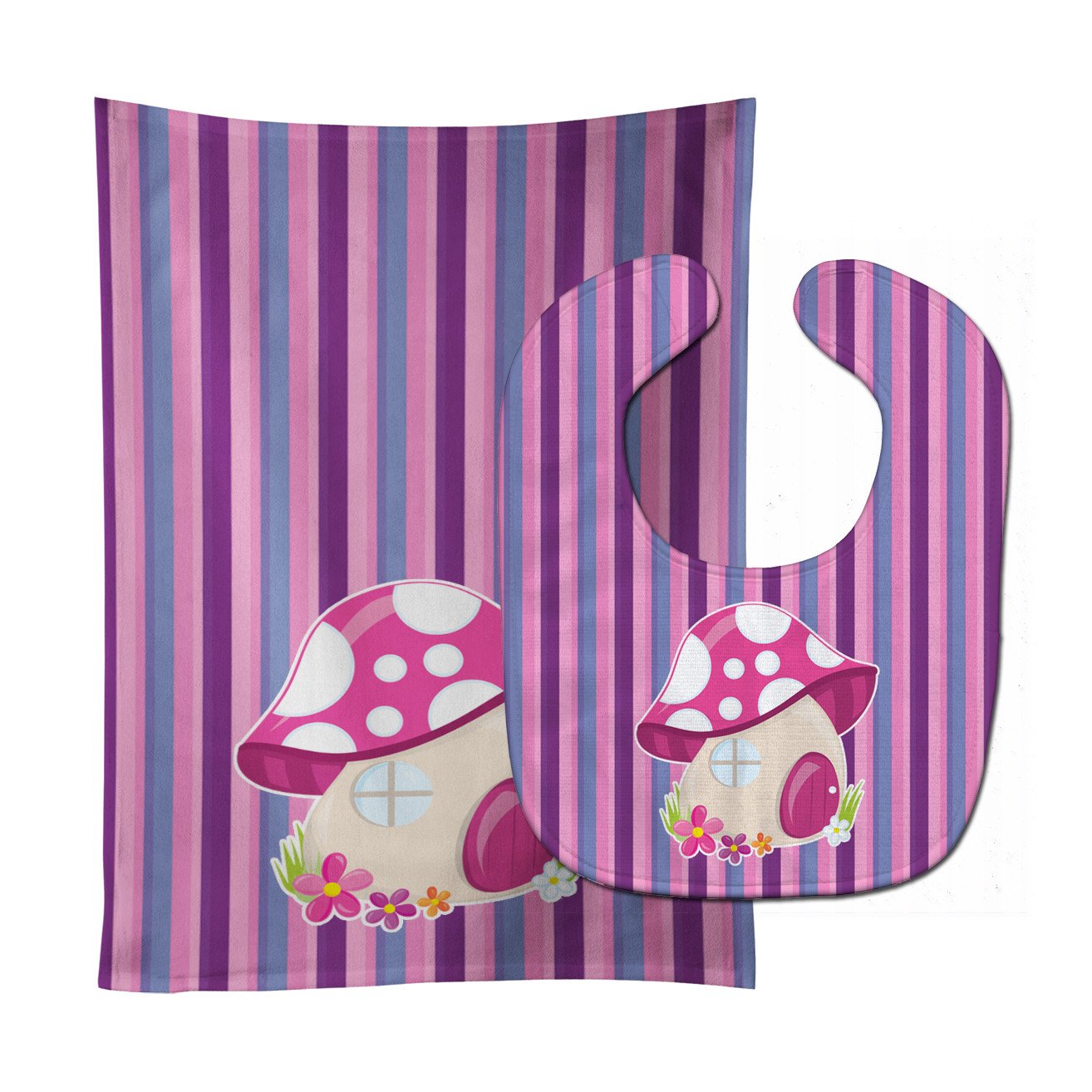 Fairy House Pink and Purple Baby Bib & Burp Cloth Easy-Clean Baby Bib Baby Feeding Accessory Baby Mealtime Essential