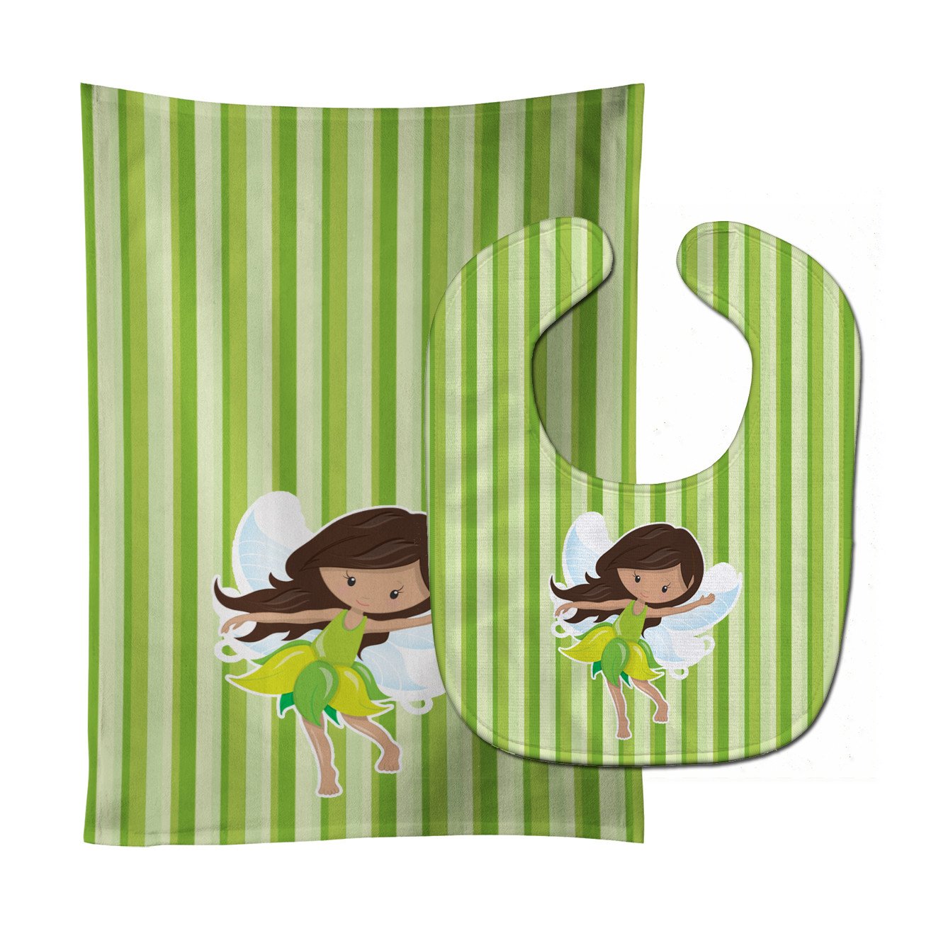 Fairy Green Stripes Baby Bib & Burp Cloth Easy-Clean Baby Bib Baby Feeding Accessory Baby Mealtime Essential