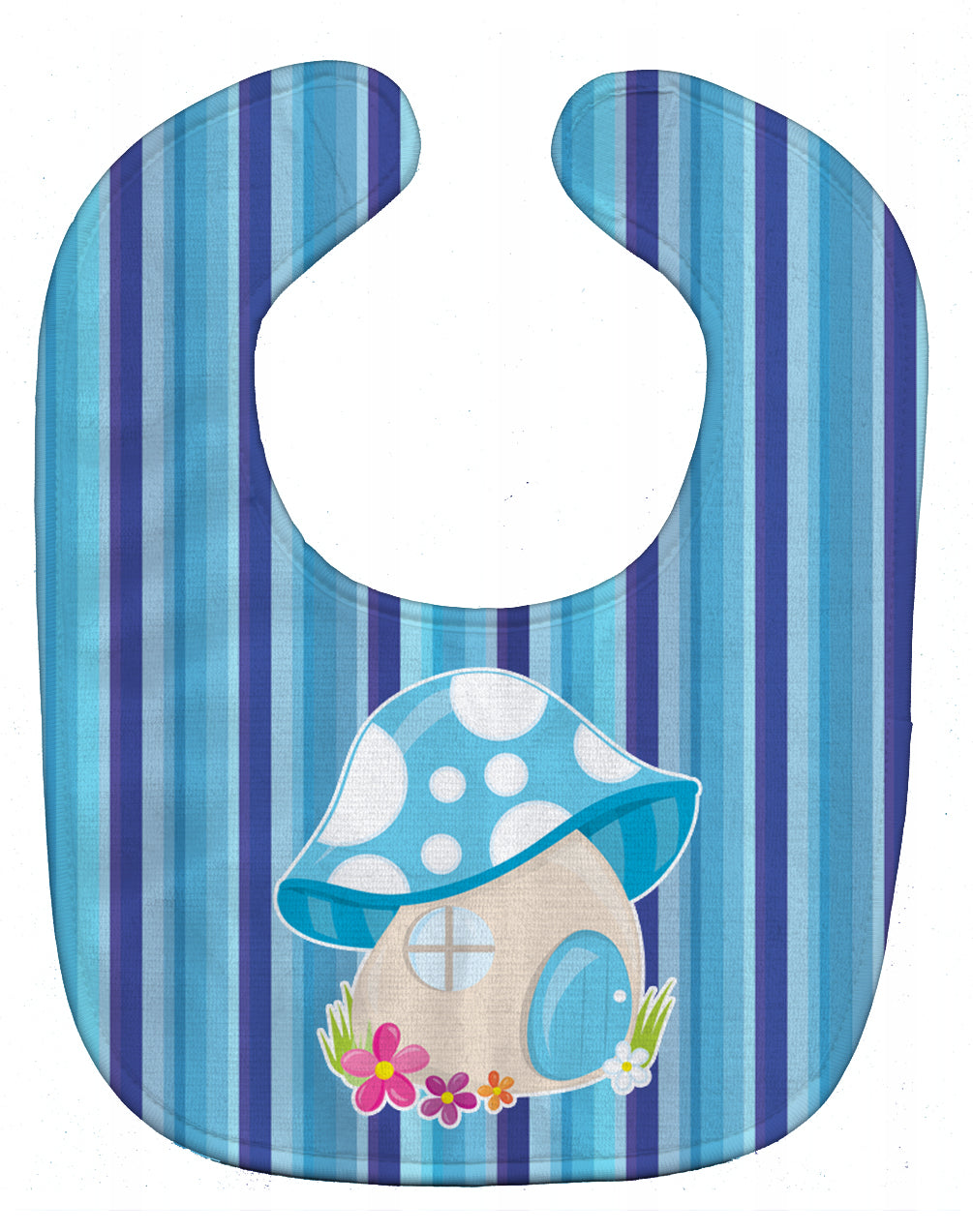Fairy House Blue Stripes Baby Bib Easy-Clean Baby Bib Baby Feeding Accessory Baby Mealtime Essential, 10 x 13, Multicolor