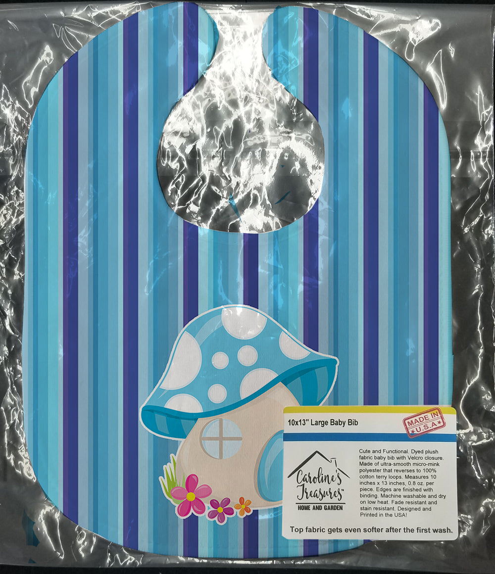 Fairy House Blue Stripes Baby Bib Easy-Clean Baby Bib Baby Feeding Accessory Baby Mealtime Essential, 10 x 13, Multicolor