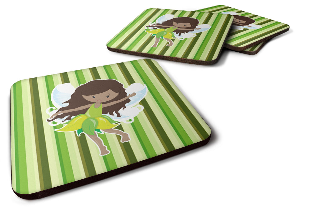 Fairy Green Stripes Foam Coasters Set of 4 Cup Coasters for Indoor Outdoor, Tabletop Protection, Anti Slip, Mouse pad Material