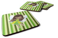 Fairy Green Stripes Foam Coasters Set of 4 Cup Coasters for Indoor Outdoor, Tabletop Protection, Anti Slip, Mouse pad Material