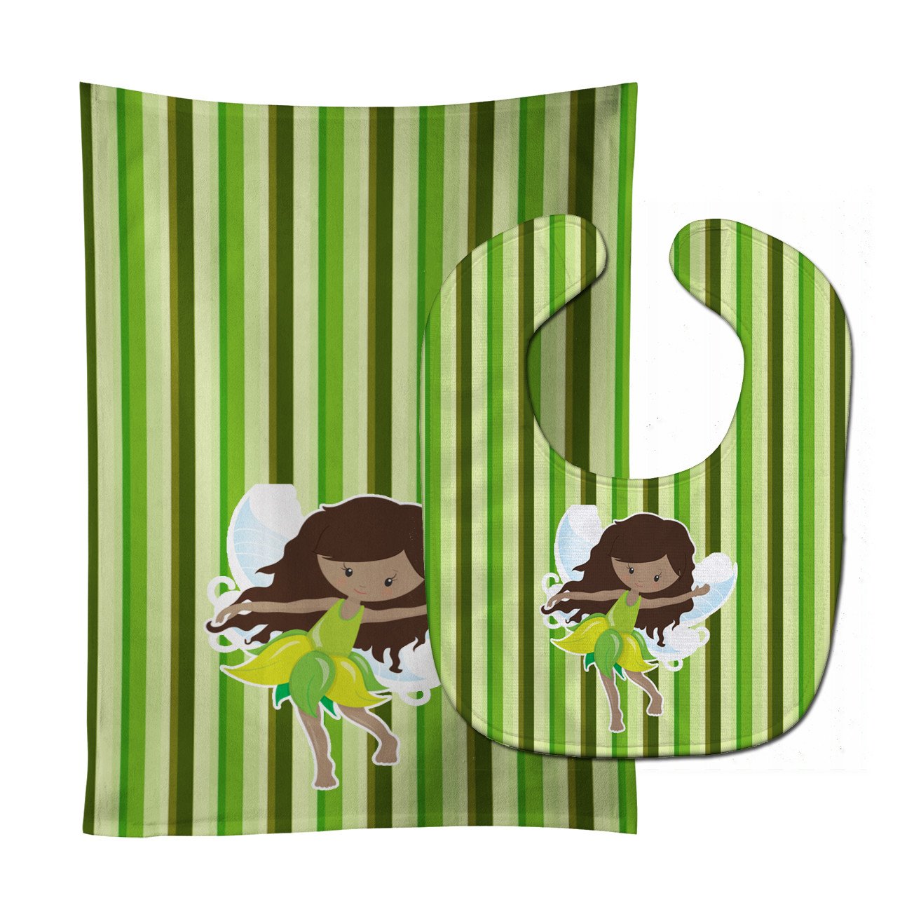 Fairy Green Stripes Baby Bib & Burp Cloth Easy-Clean Baby Bib Baby Feeding Accessory Baby Mealtime Essential
