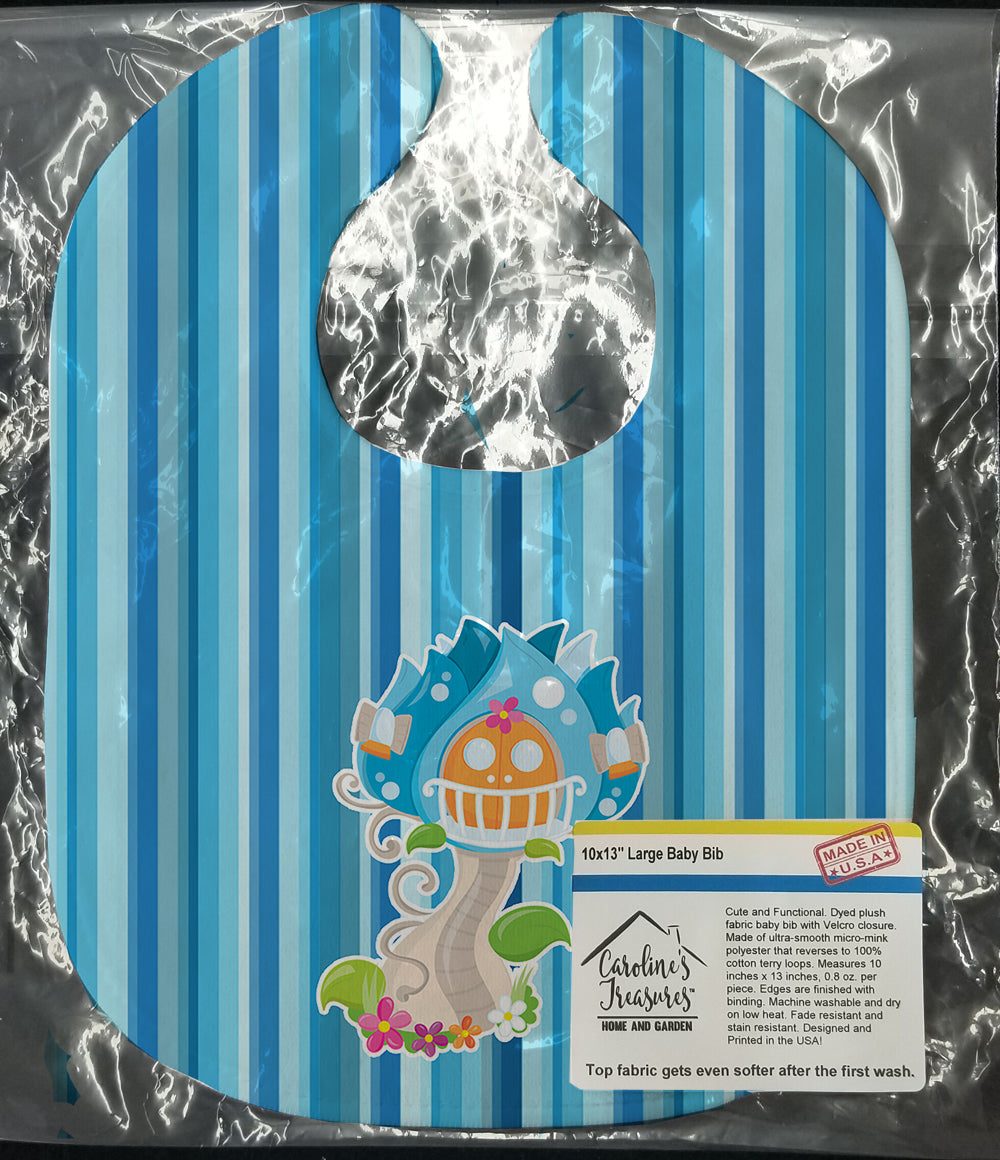 Fairy House Blue Stripes Baby Bib Easy-Clean Baby Bib Baby Feeding Accessory Baby Mealtime Essential, 10 x 13, Multicolor