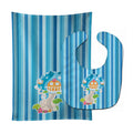 Fairy House Blue Stripes Baby Bib & Burp Cloth Easy-Clean Baby Bib Baby Feeding Accessory Baby Mealtime Essential
