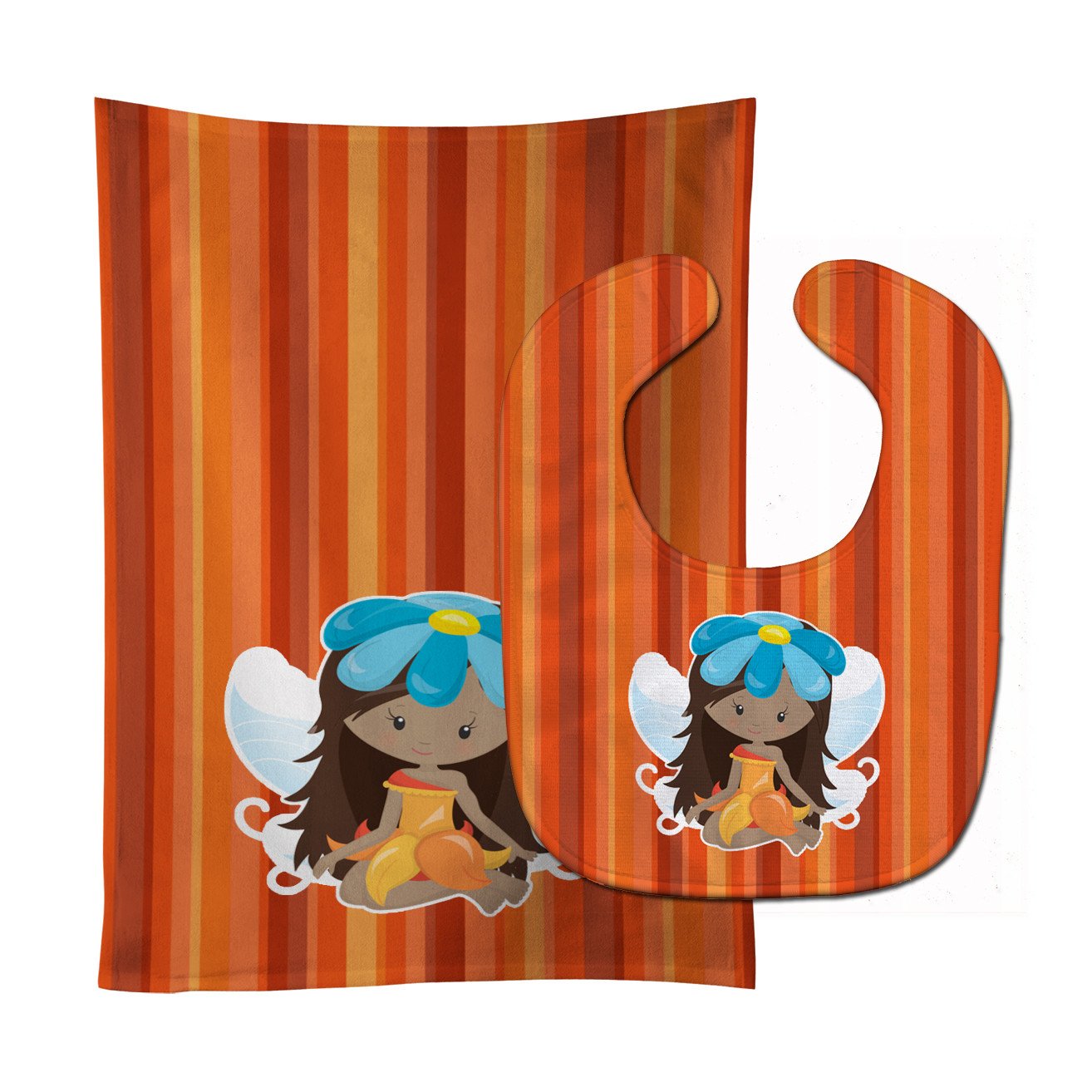 Fairy Orange Stripes Baby Bib & Burp Cloth Easy-Clean Baby Bib Baby Feeding Accessory Baby Mealtime Essential