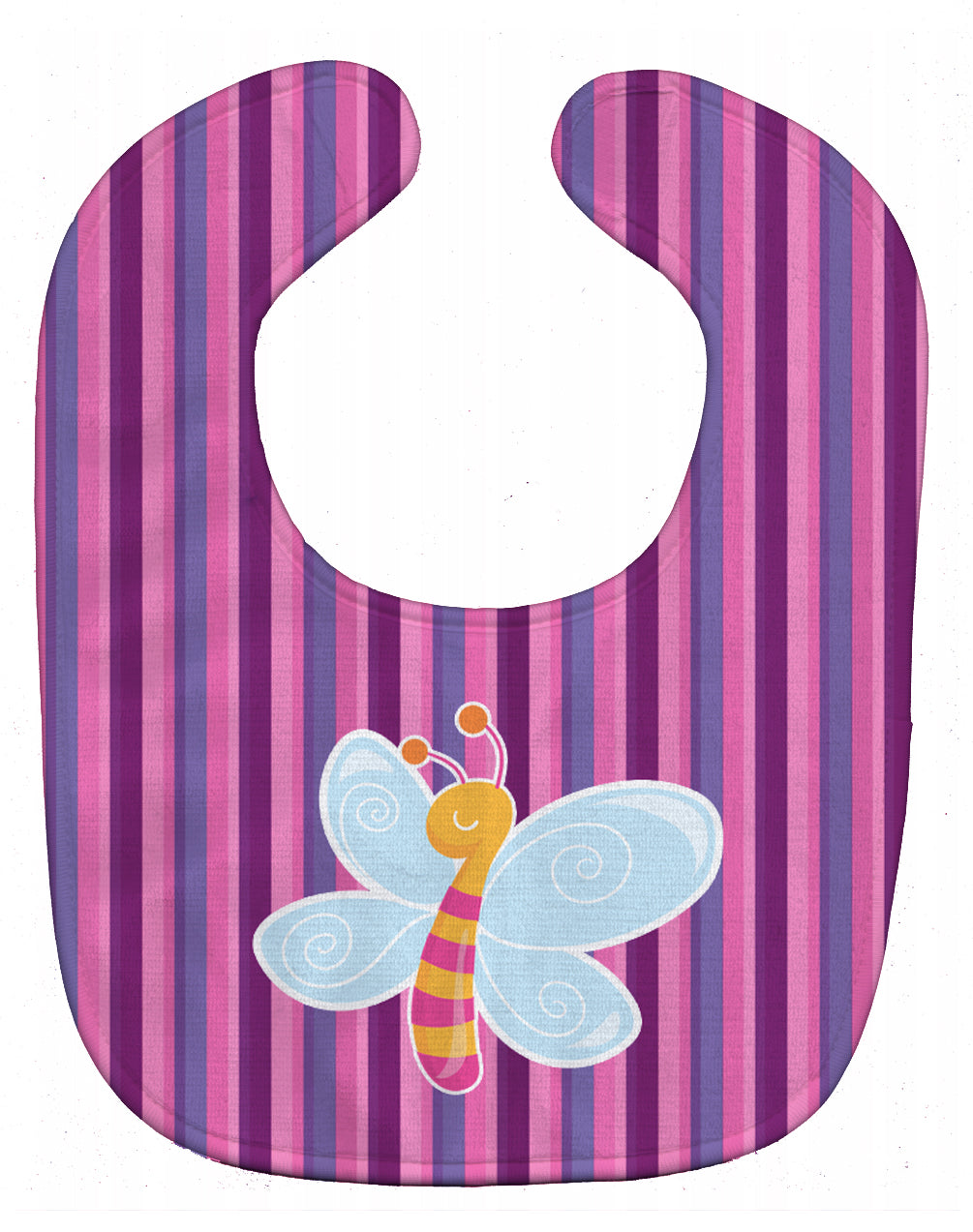 Dragonfly in Pink Stripes Baby Bib Easy-Clean Baby Bib Baby Feeding Accessory Baby Mealtime Essential, 10 x 13, Multicolor