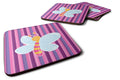 Dragonfly in Pink Stripes Foam Coasters Set of 4 Cup Coasters for Indoor Outdoor, Tabletop Protection, Anti Slip, Mouse pad Material