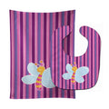 Dragonfly in Pink Stripes Baby Bib & Burp Cloth Easy-Clean Baby Bib Baby Feeding Accessory Baby Mealtime Essential