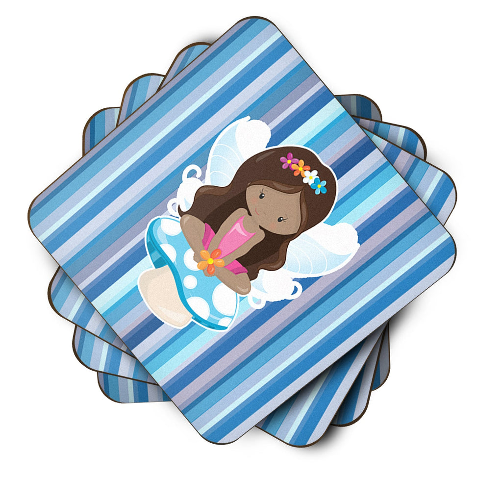Fairy Blue Stripes Foam Coasters Set of 4 Cup Coasters for Indoor Outdoor, Tabletop Protection, Anti Slip, Mouse pad Material