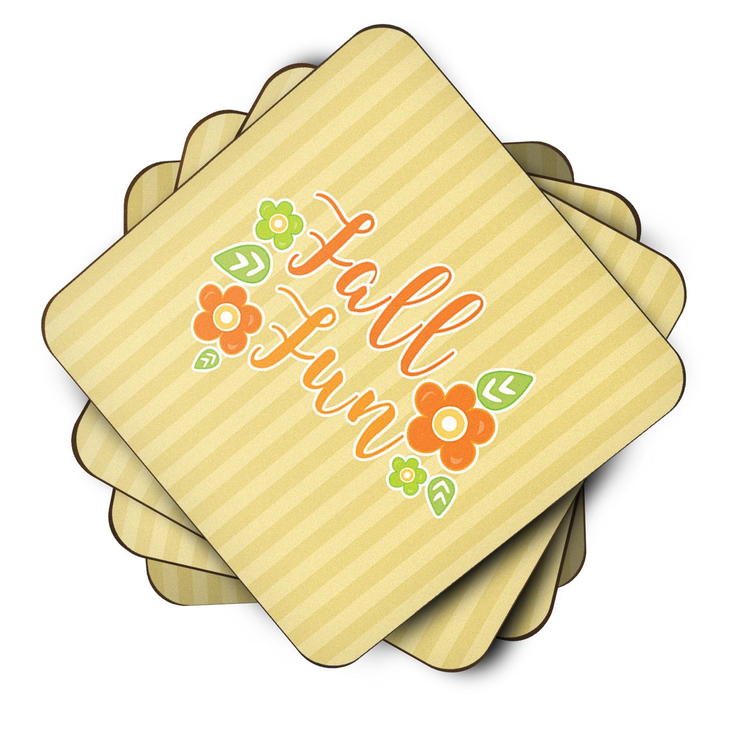 Fall Fun Stripes Foam Coasters Set of 4 Cup Coasters for Indoor Outdoor, Tabletop Protection, Anti Slip, Mouse pad Material