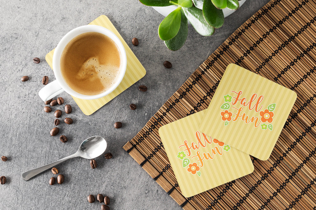 Fall Fun Stripes Foam Coasters Set of 4 Cup Coasters for Indoor Outdoor, Tabletop Protection, Anti Slip, Mouse pad Material