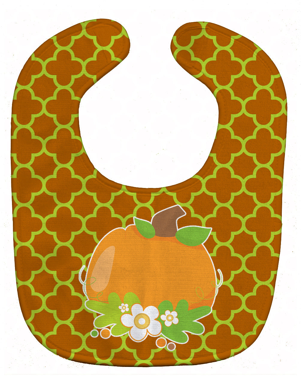 Fall Pumpkin Orange Quatrfoil Baby Bib Easy-Clean Baby Bib Baby Feeding Accessory Baby Mealtime Essential, 10 x 13, Multicolor