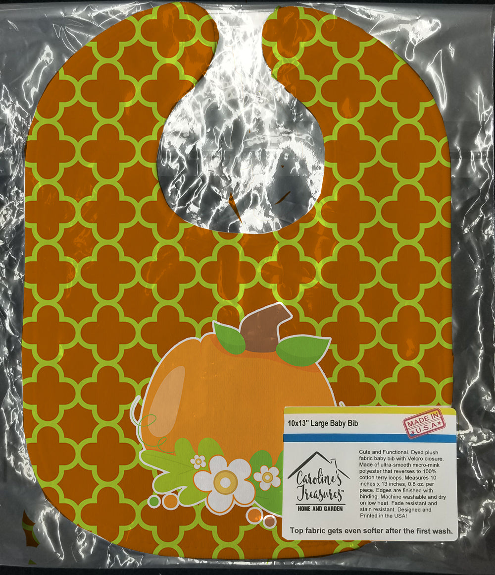 Fall Pumpkin Orange Quatrfoil Baby Bib Easy-Clean Baby Bib Baby Feeding Accessory Baby Mealtime Essential, 10 x 13, Multicolor
