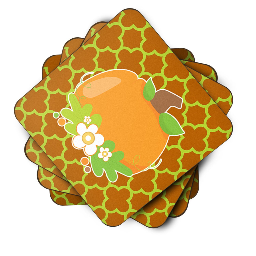 Fall Pumpkin Orange Quatrfoil Foam Coasters Set of 4 Cup Coasters for Indoor Outdoor, Tabletop Protection, Anti Slip, Mouse pad Material