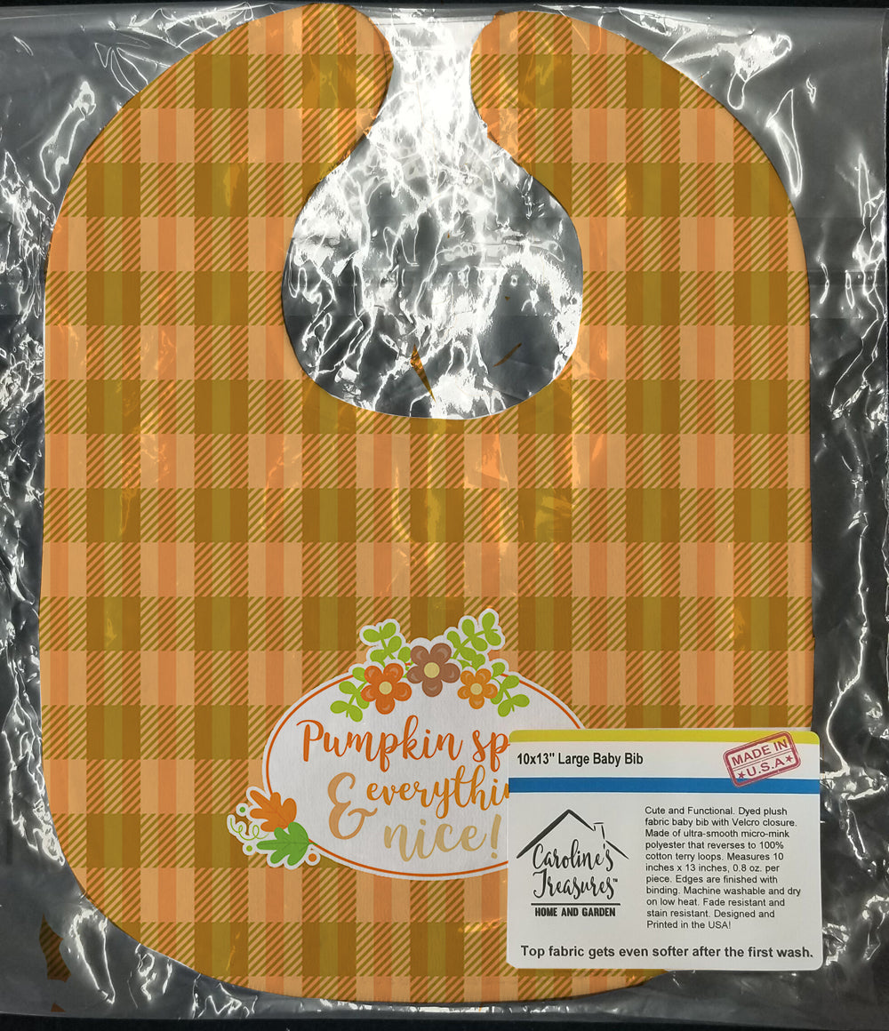 Fall Pumpkin Spice and Everything Baby Bib Easy-Clean Baby Bib Baby Feeding Accessory Baby Mealtime Essential, 10 x 13, Multicolor