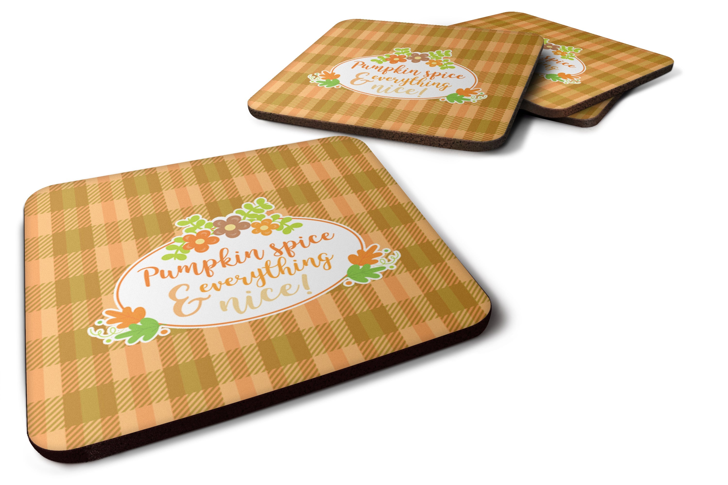 Fall Pumpkin Spice and Everything Foam Coasters Set of 4 Cup Coasters for Indoor Outdoor, Tabletop Protection, Anti Slip, Mouse pad Material