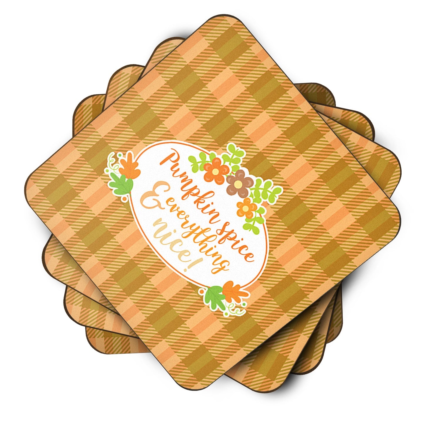 Fall Pumpkin Spice and Everything Foam Coasters Set of 4 Cup Coasters for Indoor Outdoor, Tabletop Protection, Anti Slip, Mouse pad Material