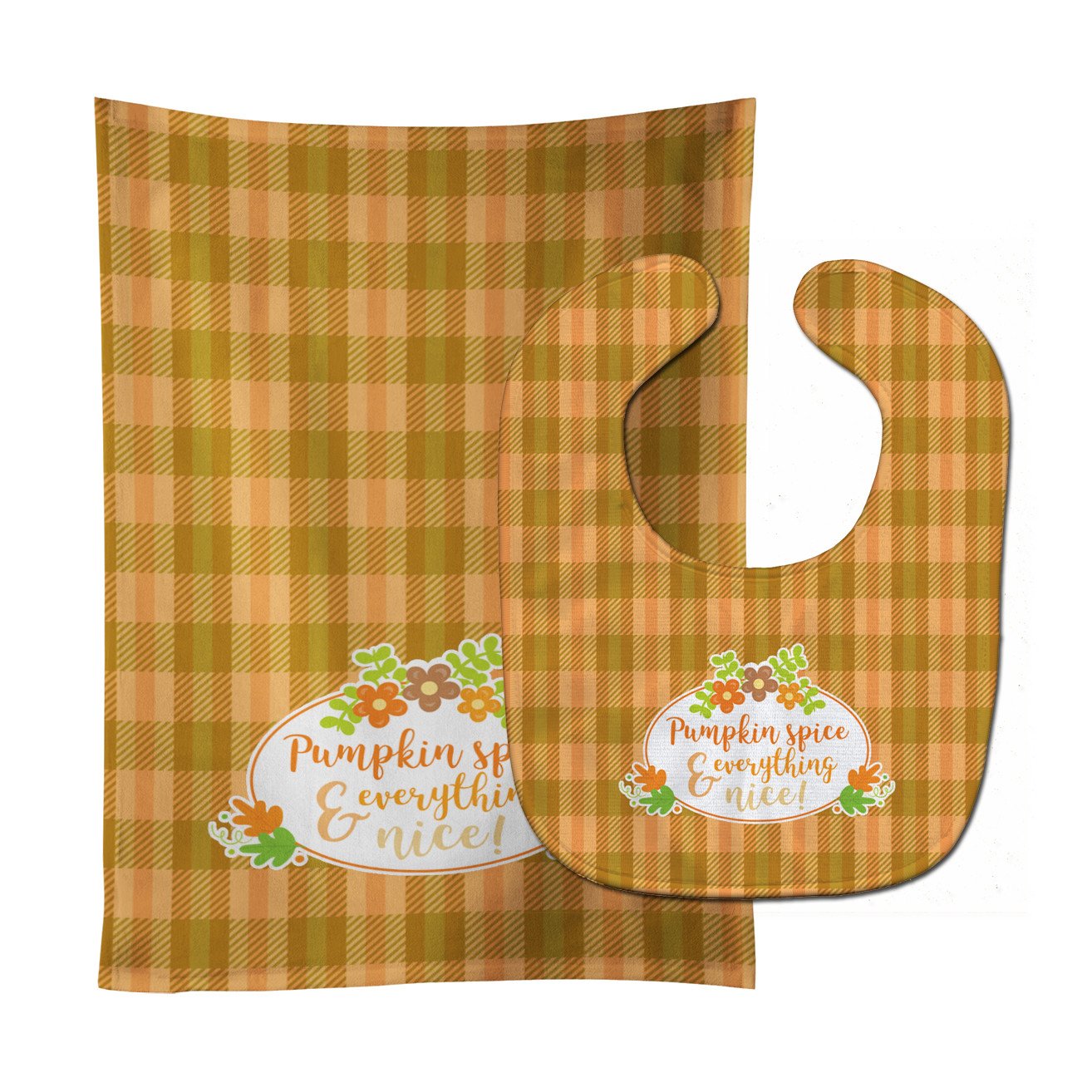 Fall Pumpkin Spice and Everything Baby Bib & Burp Cloth Easy-Clean Baby Bib Baby Feeding Accessory Baby Mealtime Essential