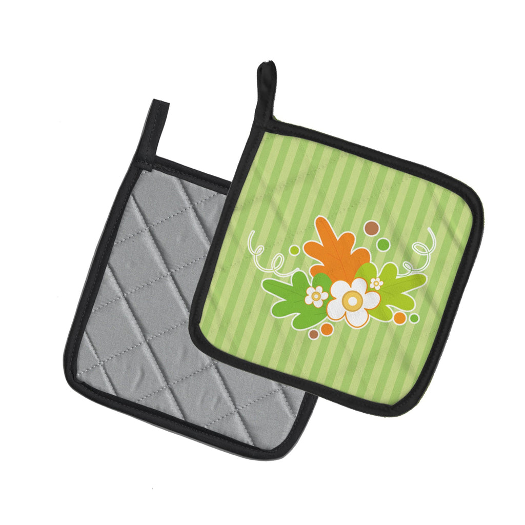 Fall Leaves Pot Holder Set of 2 Heat Resistant Quilted Hot Pads 7.5 x 7.5 Inch, Insulated Kitchen Trivets for Cooking & Baking