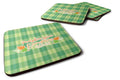 Fall Pumpkin Spice Gingham Foam Coasters Set of 4 Cup Coasters for Indoor Outdoor, Tabletop Protection, Anti Slip, Mouse pad Material