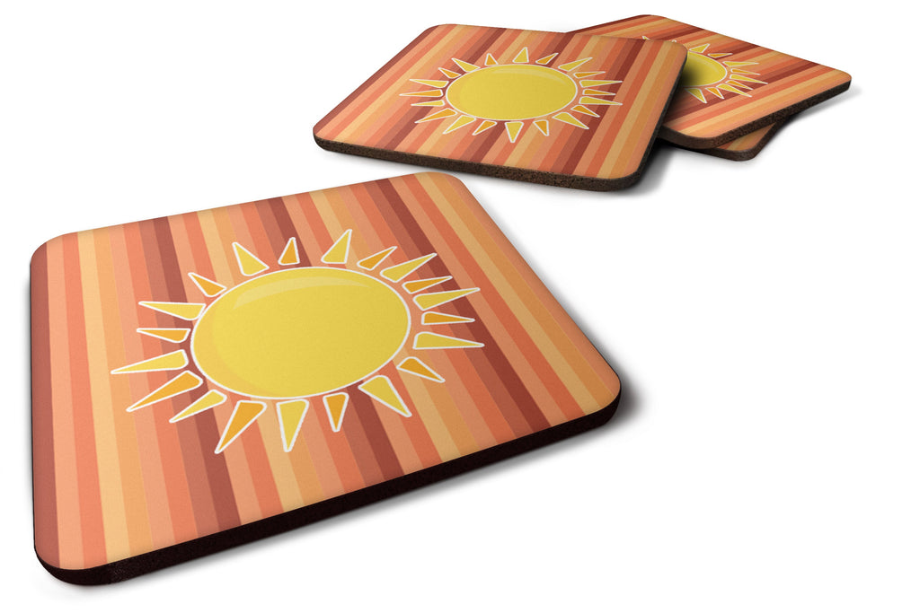Sun with Stripes Foam Coasters Set of 4 Cup Coasters for Indoor Outdoor, Tabletop Protection, Anti Slip, Mouse pad Material