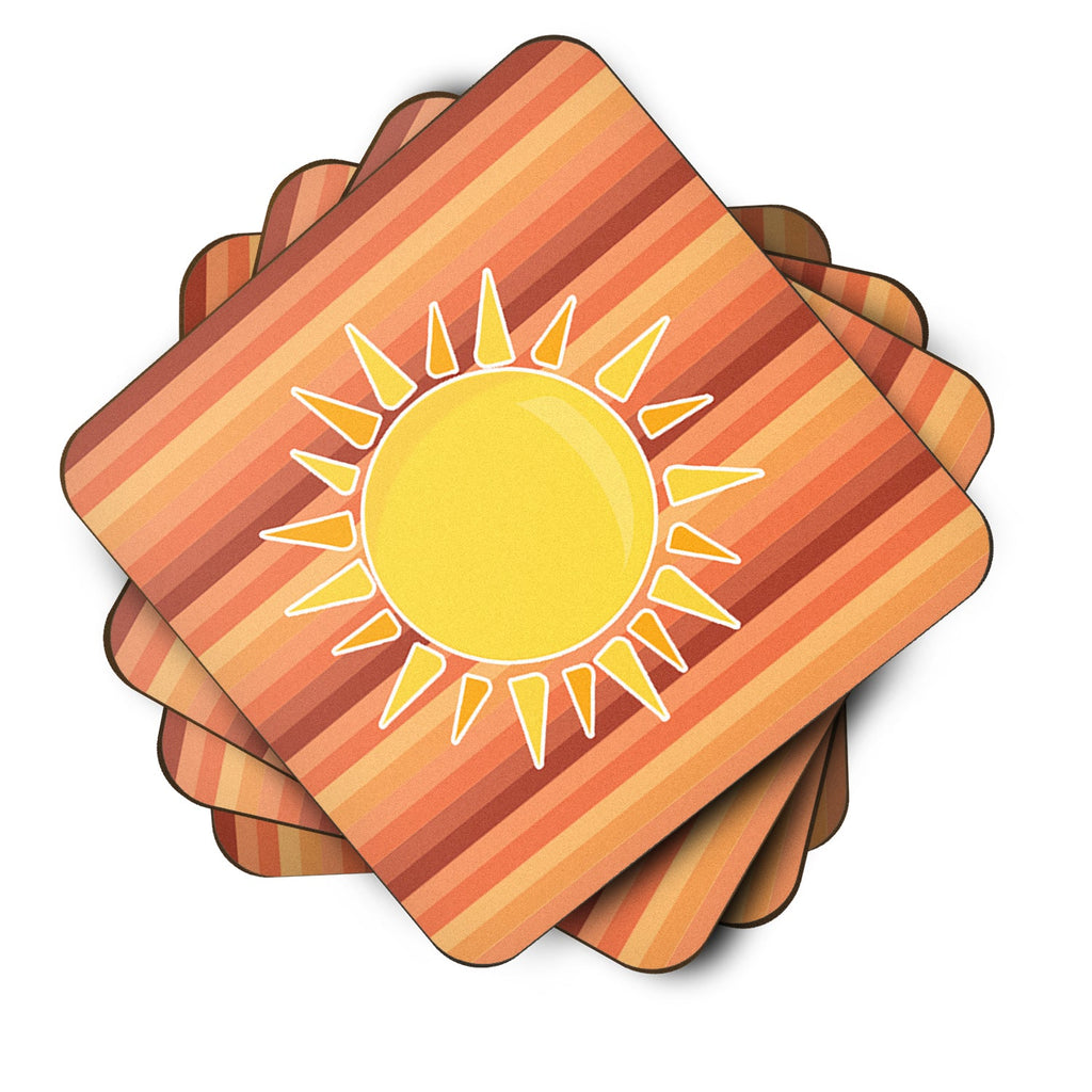 Sun with Stripes Foam Coasters Set of 4 Cup Coasters for Indoor Outdoor, Tabletop Protection, Anti Slip, Mouse pad Material