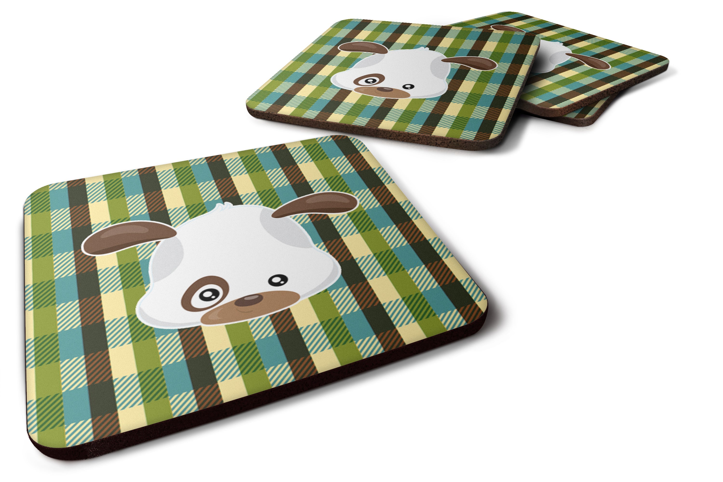 Dog Face Foam Coasters Set of 4 Cup Coasters for Indoor Outdoor, Tabletop Protection, Anti Slip, Mouse pad Material