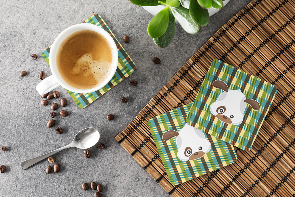 Dog Face Foam Coasters Set of 4 Cup Coasters for Indoor Outdoor, Tabletop Protection, Anti Slip, Mouse pad Material