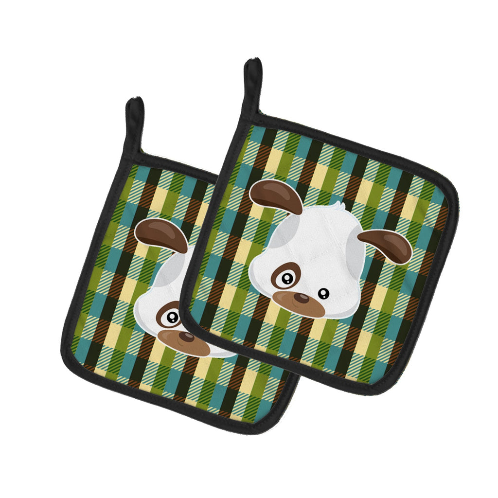 Dog Face Pot Holder Set of 2 Heat Resistant Quilted Hot Pads 7.5 x 7.5 Inch, Insulated Kitchen Trivets for Cooking & Baking