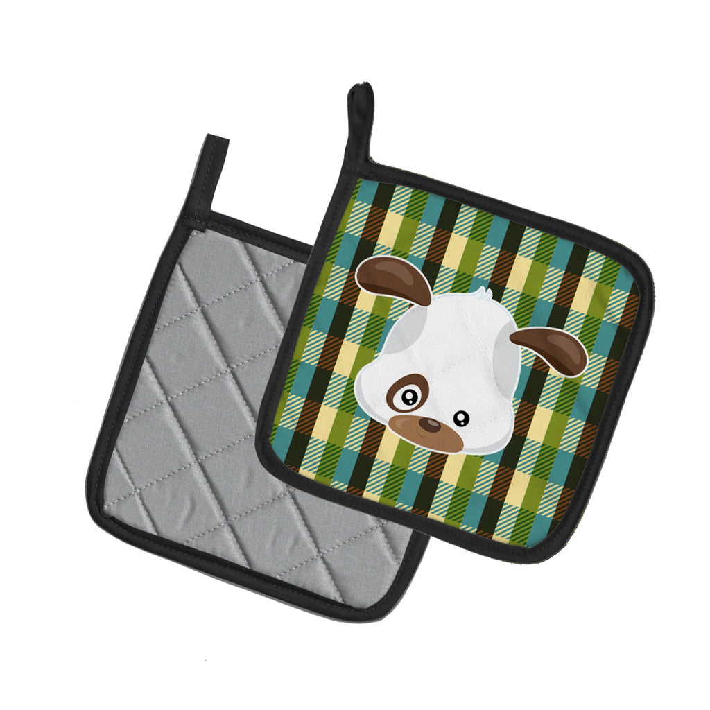 Dog Face Pot Holder Set of 2 Heat Resistant Quilted Hot Pads 7.5 x 7.5 Inch, Insulated Kitchen Trivets for Cooking & Baking
