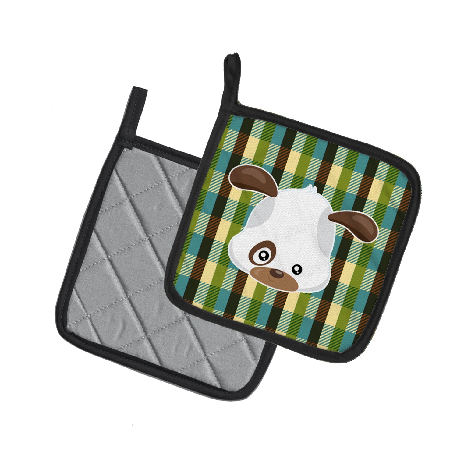 Dog Face Pot Holder Set of 2 Heat Resistant Quilted Hot Pads 7.5 x 7.5 Inch, Insulated Kitchen Trivets for Cooking & Baking
