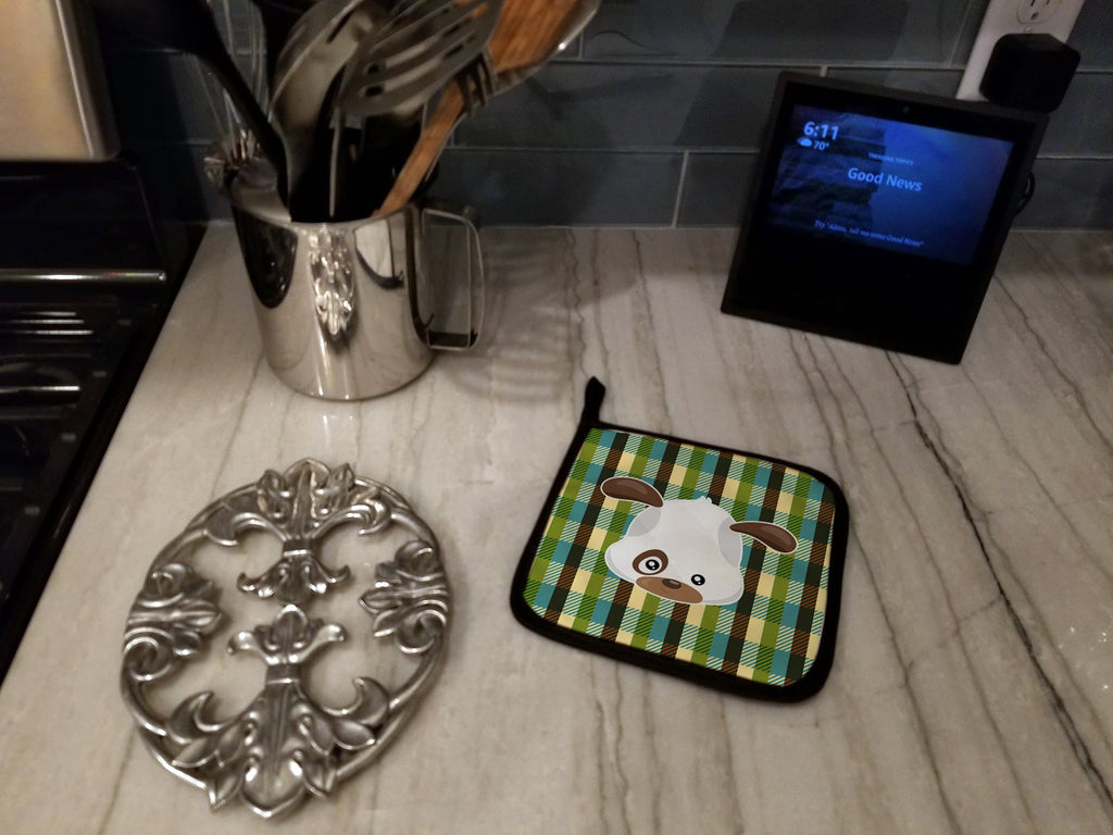 Dog Face Pot Holder Set of 2 Heat Resistant Quilted Hot Pads 7.5 x 7.5 Inch, Insulated Kitchen Trivets for Cooking & Baking