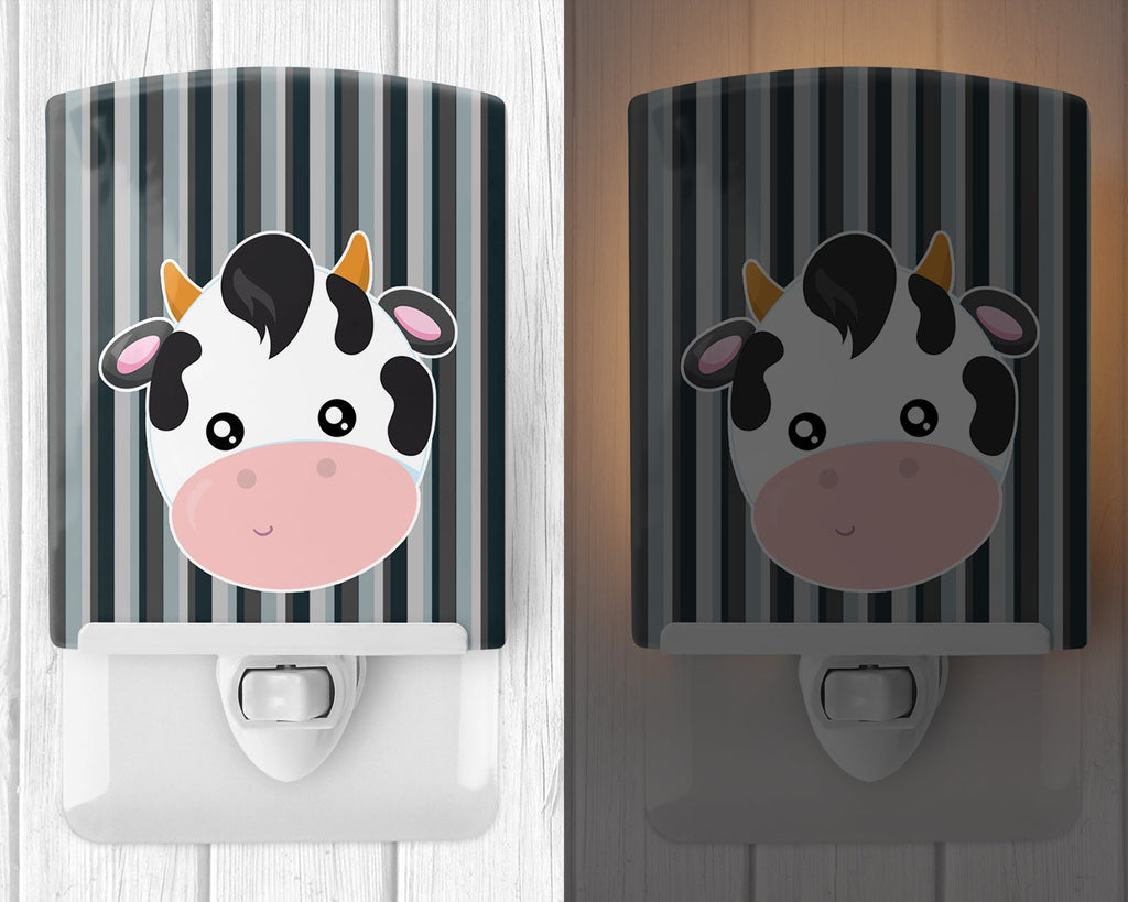 Cow Face Ceramic Night Light Compact, UL-Certified, Ideal for Bedroom, Bathroom, Nursery, Hallway, Kitchen, 6x4x3, Multicolor