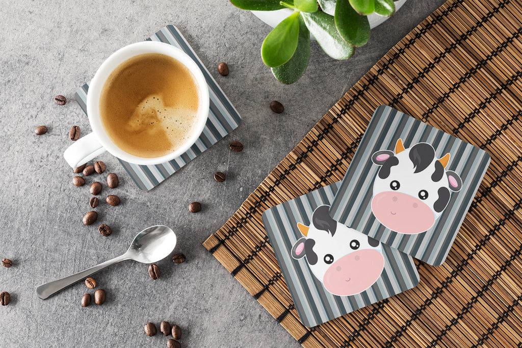 Cow Face Foam Coasters Set of 4 Cup Coasters for Indoor Outdoor, Tabletop Protection, Anti Slip, Mouse pad Material