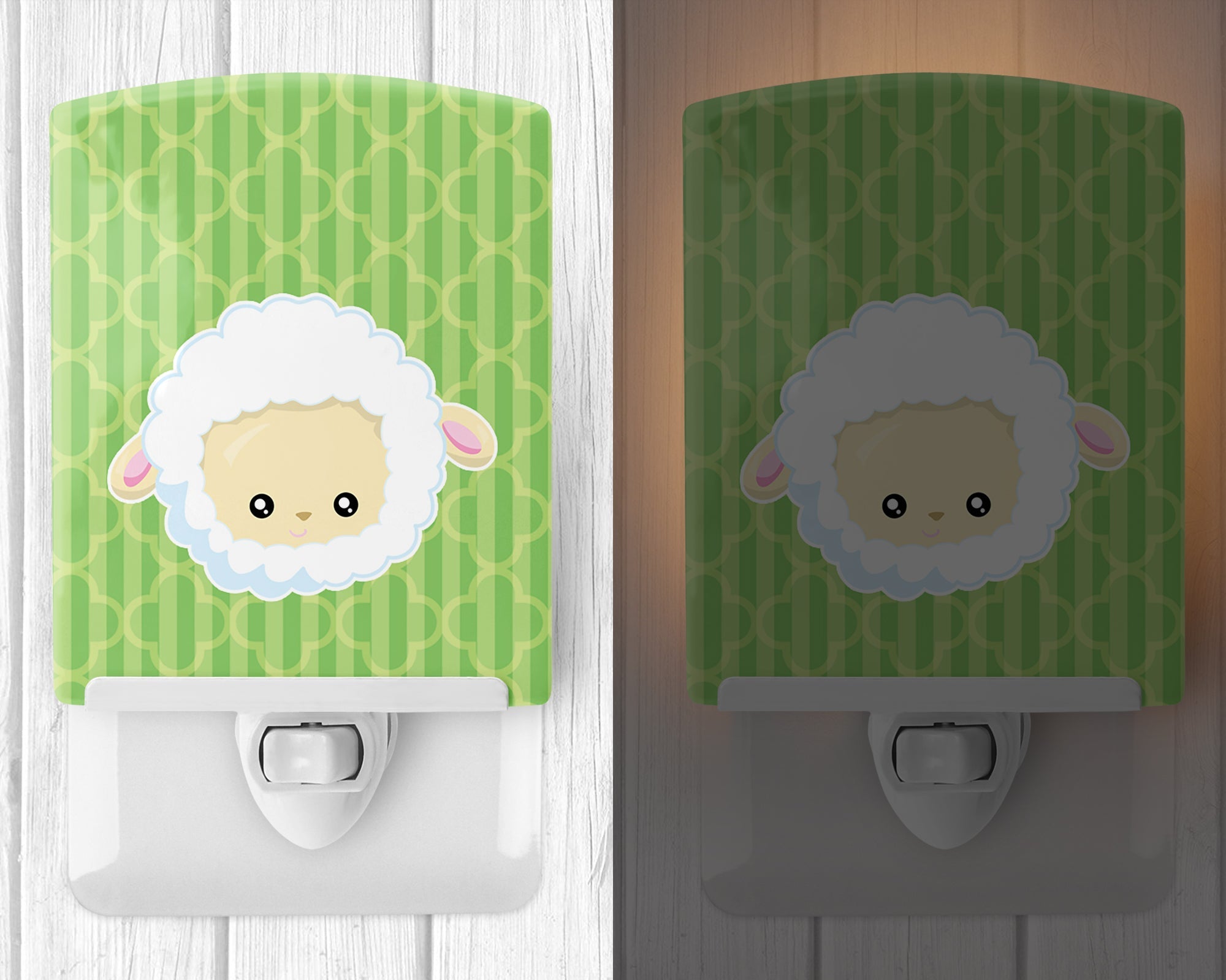 Sheep Lamb Face Ceramic Night Light Compact, UL-Certified, Ideal for Bedroom, Bathroom, Nursery, Hallway, Kitchen, 6x4x3, Multicolor