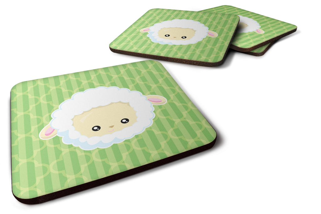 Sheep Lamb Face Foam Coasters Set of 4 Cup Coasters for Indoor Outdoor, Tabletop Protection, Anti Slip, Mouse pad Material
